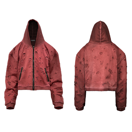 Distressed with Punch Holes Vintage Wizard Hat Short and Wide Hoodie - PSYLOS 1, Distressed with Punch Holes Vintage Wizard Hat Short and Wide Hoodie, Jacket, TecNineGroup, PSYLOS 1